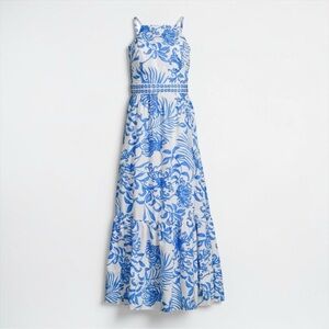 Lilly Pulitzer Blue & White Floral Maxi Dress Coastal NWT | Resort Summer Dress